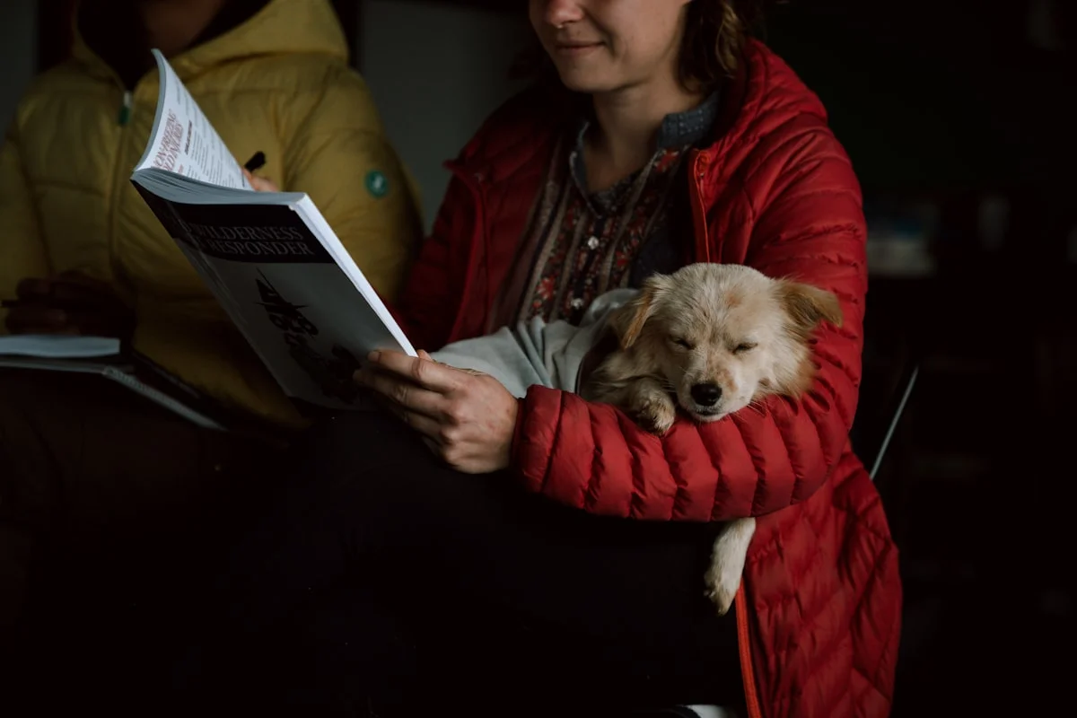 Pet owner reviewing insurance documents